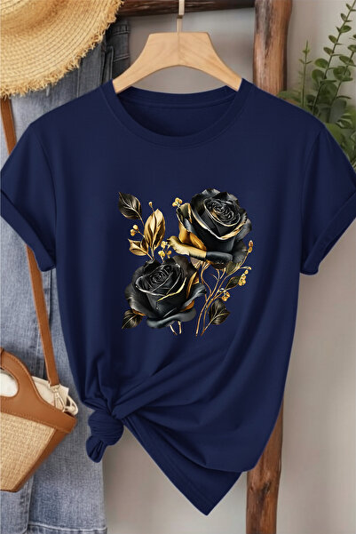 l'eivor Black Rose Bouquet Special Design Printed Women's T-Shirt