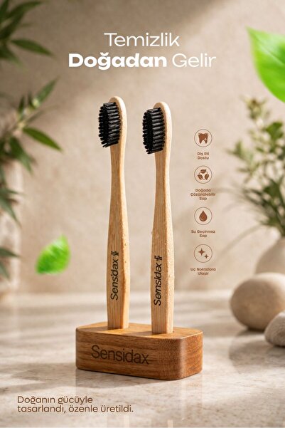 SENSİDAX Bambu Diş Fırçası 1+1 -Orta Medium- Bambu Diş Fırçası Tutucu