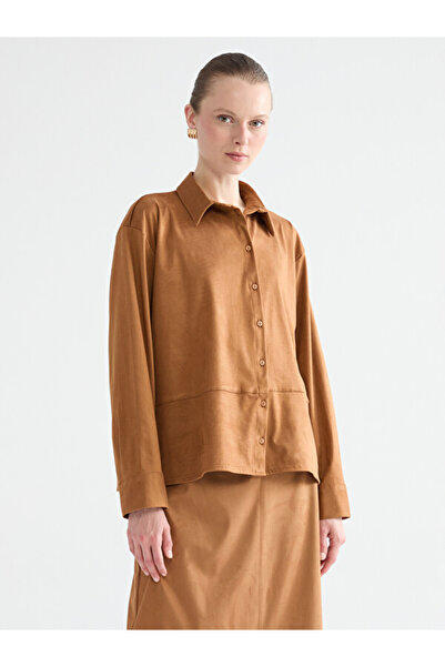 LC Waikiki Sparkling Choices Women's Suede Look Shirt from Shining Store