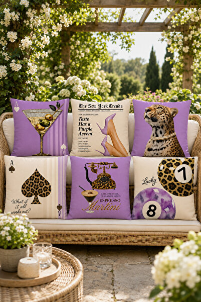 stellahomes Purple Leopard Cocktail, Playing Cards and Billiards Themed Digit...