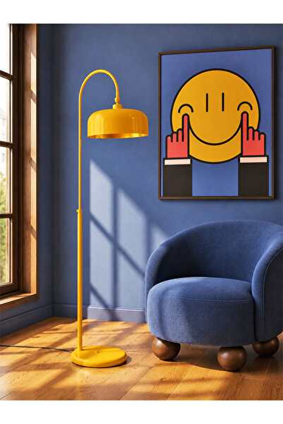 NOONLUX DESIGN&LIGHTING Bolton Hardal Sarısı Rengi Lambader İç Kısmı Gold Otu...