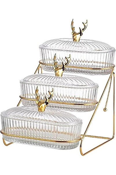 Aissiora 3 Tier Ceramic Fruit Bowl Luxury Snack Serving Tray for Kitchen Coun...