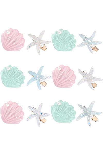EXCEFORE 12 Pieces Beach Hair Clips Set, Artificial Shell Pearl and Starfish ...