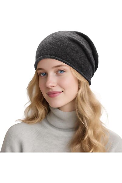 ZLYC Slouchy Pure Wool Beanie for Men and Women Seamless Knitted Winter Hat