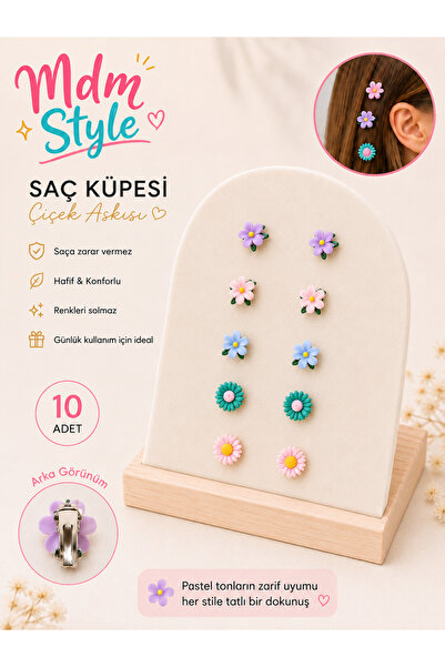 mdm style Set of 10 Hair Clips – Mini Clip Set with Colorful Flowers, Daisies...