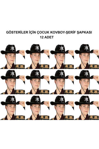 ZERO LAND Zengezur Cowboy Sheriff Hat Black 12 Pieces - Costume, Party and (2...