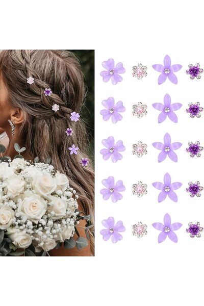 KASTWAVE 40Pcs Mini Flower Hair Clips, Cute Rhinestone Hair Pins, Small Decor...