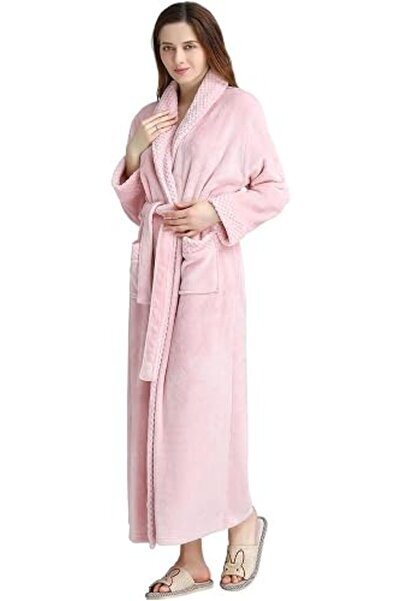 KASTWAVE Warm Women's Long Fleece Robe with Pockets – Plush Soft Floor-Length...