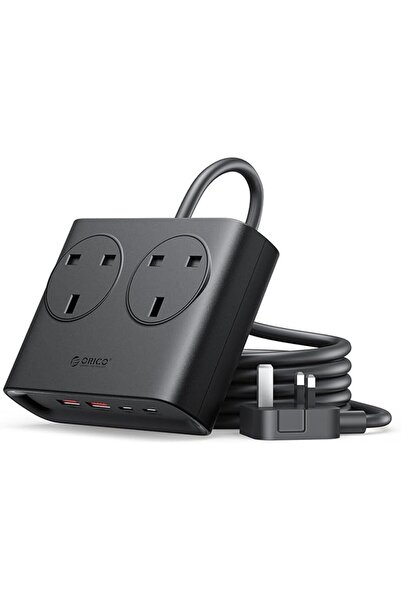 Orico وصلة تمديد كهربائية بقوة 20 واط مع منافذ USB، مقبس تمديد ثنائي المنافذ ...