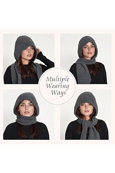 GENERAL Hooded Scarf for Women Hat Scarf Set 2 In One - Soft Warm Knitted Nec...