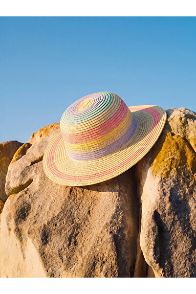 LC Waikiki Trendlucky Color-Blocked Straw Fedora Hat for Baby Girls