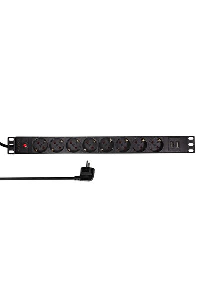 LogiLink PDU PDU8C02 rack 1U 8 prize Schuko 19 inch 2 USB 2 m