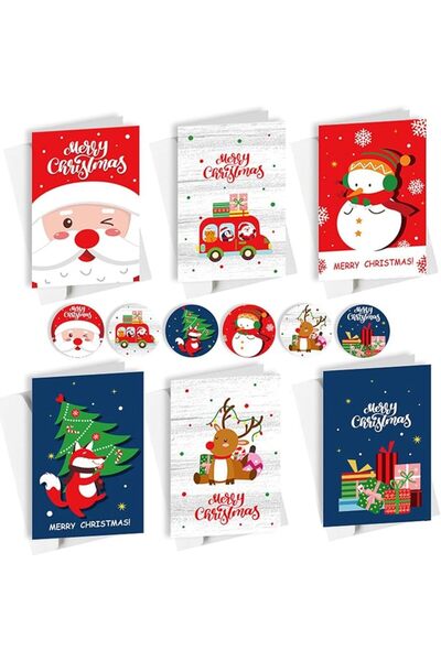 GENERAL 6 Pack Holiday Greeting Cards Set with Envelopes & Sealing Stickers -...