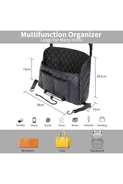 X SPRING Car Net Pocket Handbag Holder, Large Capacity Mesh Organizer, Baseball Bat Storage Pockets,
