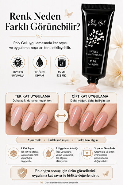 Uniquem Soft Pembe Poly Gel 15 ml Tırnak Uzatma Jeli UV LED Kalıcı Oje Protez Tırnak