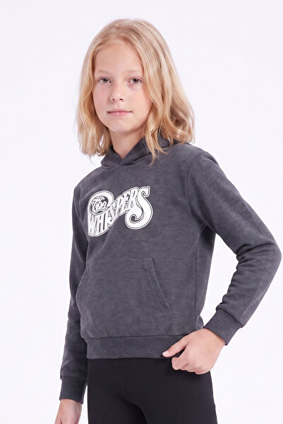 FYK KİDS Girl's Printed Kangaroo Pocket Long Sleeve Hooded Sweatshirt