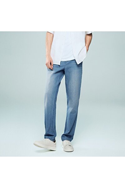 Giordano Men's Denim Mid Rise Slim Zipper Jeans