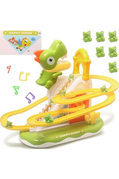 TERRIFI Dinosaur Climbing Stairs Toy, Electric Dino Roller Coaster Toy Track ...