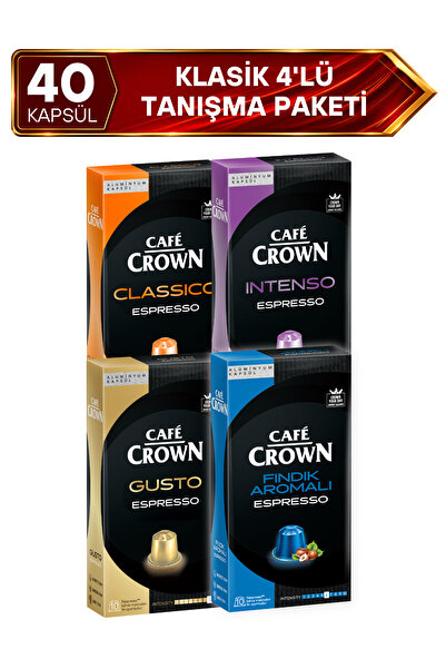 Cafe Crown 40'lı Kapsül Kahve Tanışma Paketi ( Nespresso Uyumlu Alüminyum Kap...
