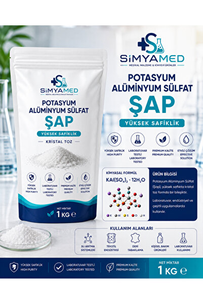 SİMYAMED Şap 1 Kg – Potasyum Alüminyum Sülfat Kristal Toz