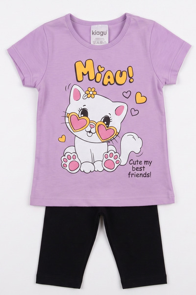 KİAGU Girl/Boy 2-6 Years Old Short Sleeve Capri Set 2-Piece Cotton Summer Bot...