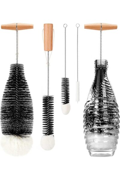 GENERAL 4-Pack Gentle Bottle Cleaning Brush Set, Scratch-Free Nylon & Cotton ...