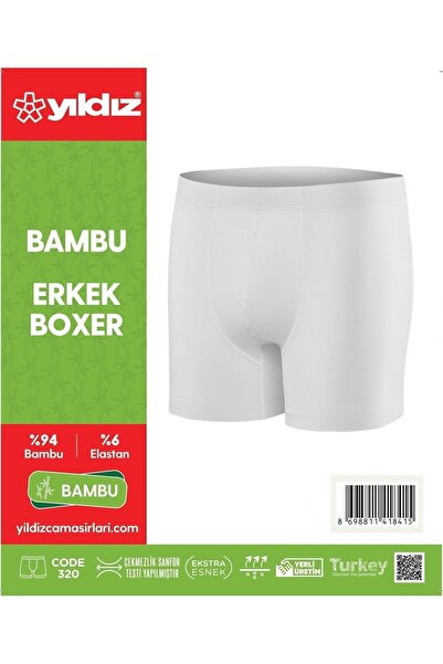 Yıldız Çamaşır 3-Pack Men's White Bamboo Lycra Boxers 320