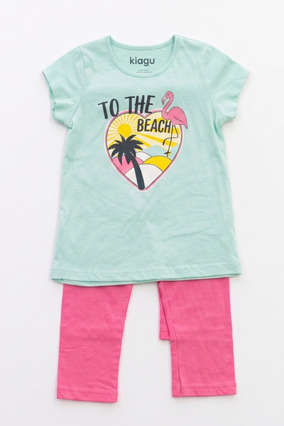 KİAGU Girl/Boy Child 2-6 Years Old Short Sleeve Capri Set 2-Piece Cotton Summ...