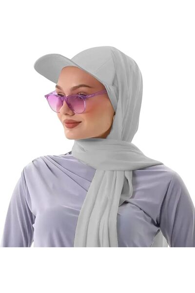 GENERAL قبعة بيسبول نسائية مع حجاب مدمج، وشاح حجاب 2 في 1 مع قبعة داخلية مدمج...