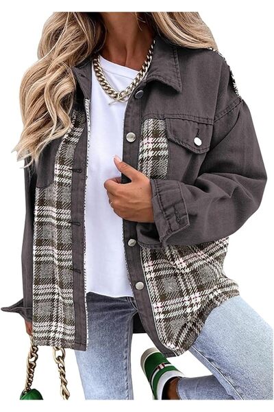 Generic Womens Oversized Denim Jacket Long Sleeve Boyfriend Jean Jacket Casua...