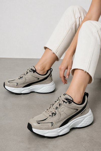 HT HOTİN Milo Women's Sports Shoes - Ultra Comfortable Foam Sole Casual Sneaker - Beige