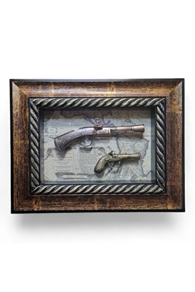 OEM Panoplie decorativa Cadou premium cu pistoale istorice tip flintlock, ram...
