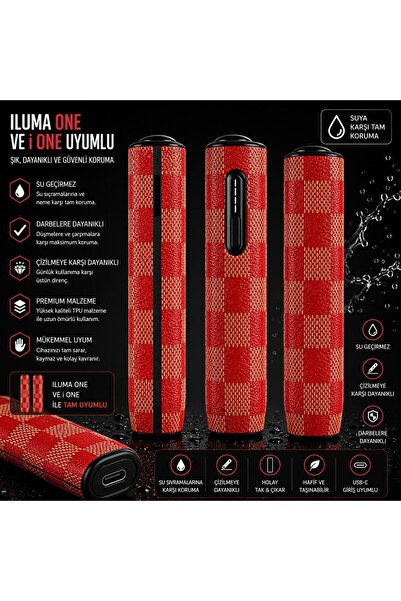 Zigver IQOS ıluma one uyumlu kılıf kareli orange kılıf