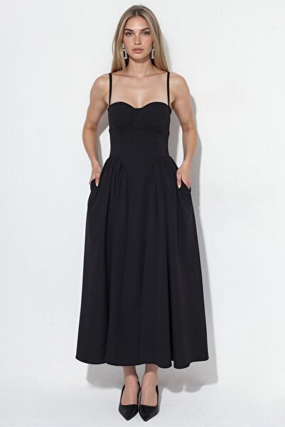 Hiccup Sweetheart Neckline Midi Dress