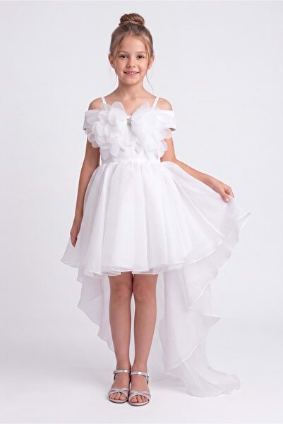 Mnk Baby&Kids Girl's Tailored Crystal Limni Evening Dress M00856 White