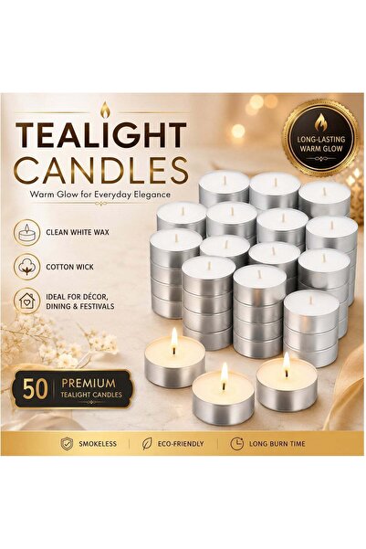 MDK Candles 50-pcs 4 Hour long Burning Unscented Small Decor Mini Tealight Candles for Birthday We