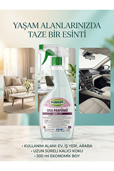 SUMMER Nea 111 Çok Amaçlı Oda ve Araç Kokusu Spreyi - Uzun Süre Kalıcı, Ferah Esinti - 500 ml