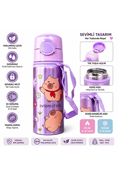 Miro Toys Capybara Themed Children's Metal Water Bottle 500 ml – Leak-Proof, ...