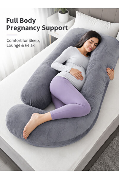 Pomefar Pregnancy Pillow for Sleeping, Full Body Maternity Support Pillow wit...