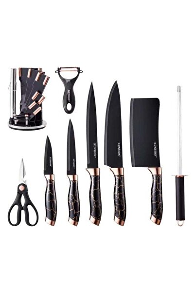 DubaiGallery KUNSION 9-Piece Kitchen Knife Set with Stainless Steel Cutting B...