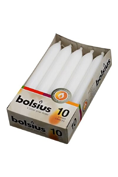 Bolsius Set 3 x 10 Lumanare Cilindrica Alb