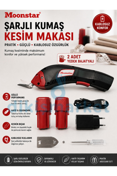 dm dikişmarket Şarjlı Kumaş Kesim Makası Yedek Uçlu