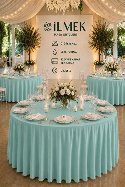 ilmek Stress-Free Round Tablecloth 280-300-320 cm Wide Seamless Wedding Event...