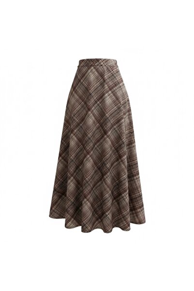 adage Plaid Patterned Bell Skirt