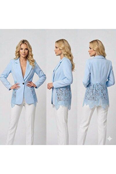 MAXORA SHOP Sacou cu finisaje de dantela Esther - Albastru