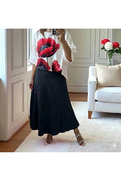 MAXORA SHOP Вискозна плисирана пола - Черна