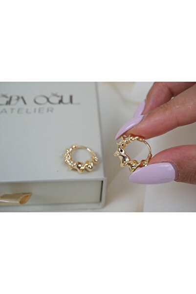 ATELİER TUĞBA Kp619 Spiral Ring Earring Gold (Inner Diameter 10mm)