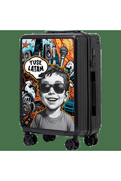 WINGS BRAND Cabin Wings x Valiză Personalizată Neagră de 20 de inci pentru Bă...