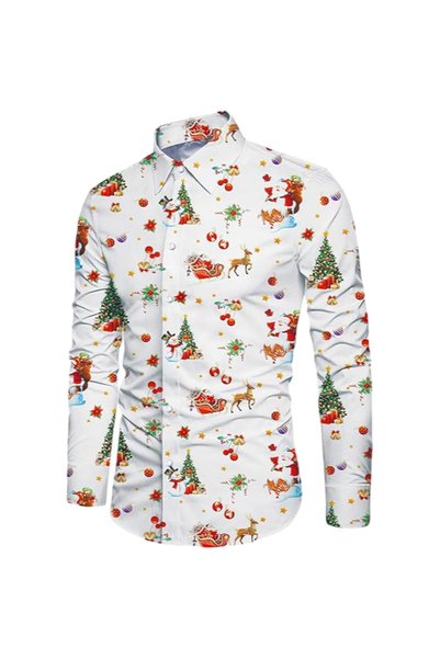 OtherMax Cămașă bărbătească de Crăciun elegantă, cu model, slim fit, stilată,...