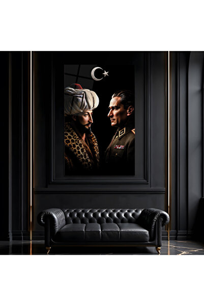 NERZEN HOME Fatih Sultan Mehmet - Atatürk II Premium Dekoratif Cam Tablo